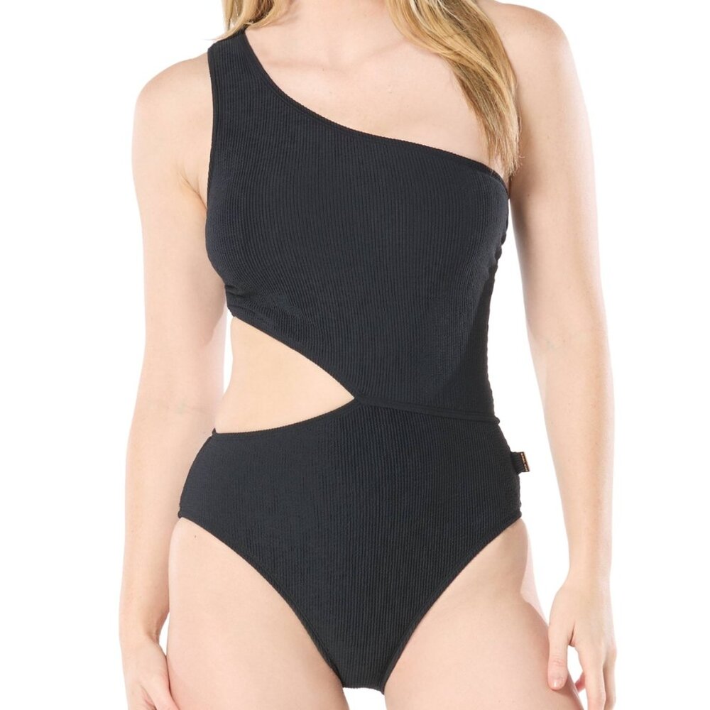 Michael Kors One-Shoulder Side-Cutout Swimsuit
